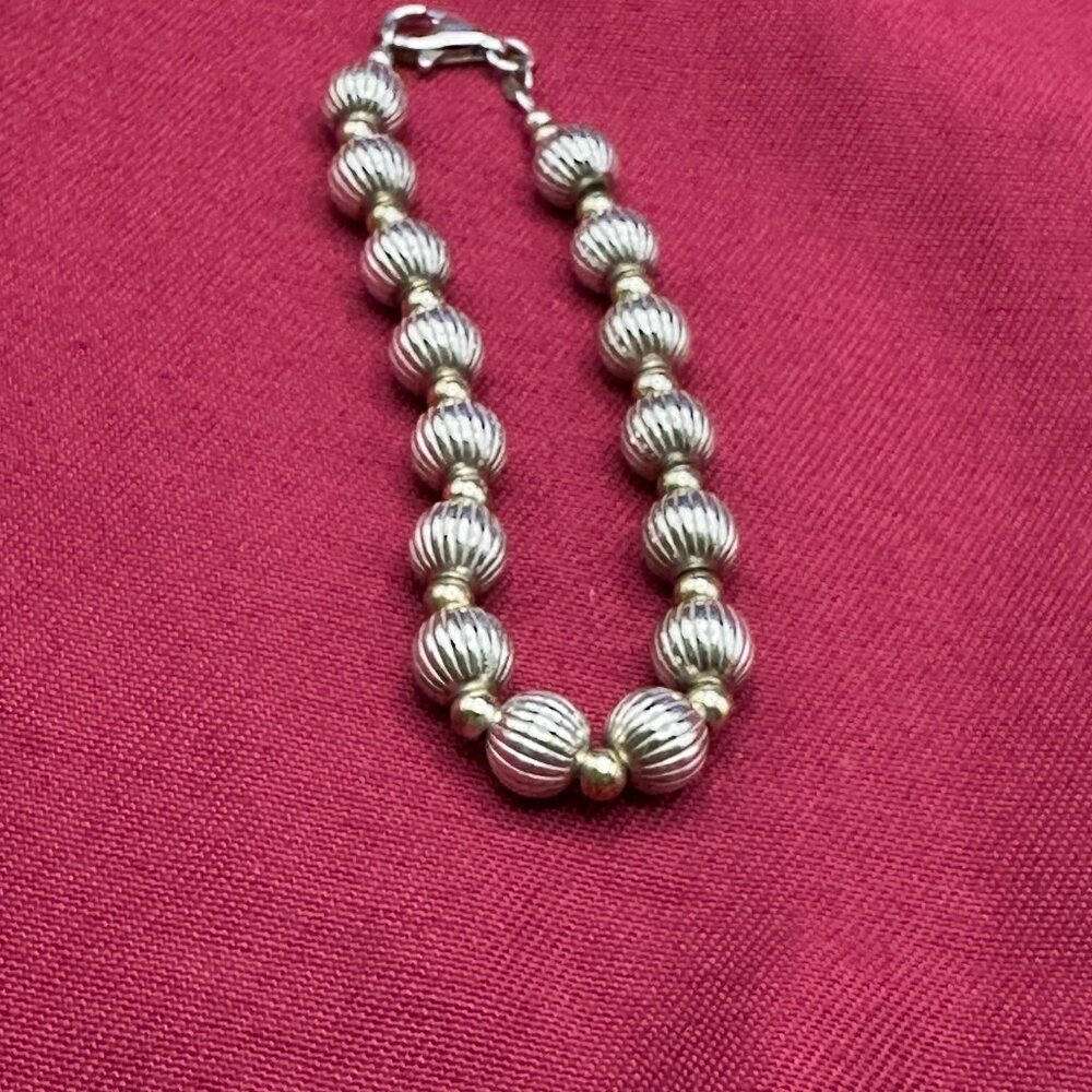 Sterling Silver Fluted Bead Bracelet - Picture 14 of 15